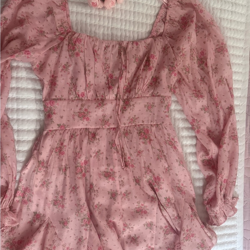 Floral Pink Long Sleeve Dress